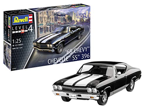 Revell RV07662 1:25-1968 Chevy Chevelle SS 396 Plastic Model kit, Black, 1 25