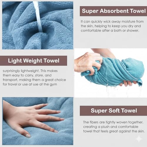 Image of Dribble Coral Fleece 450 GSM Bath Towel 70x140 cm | Ultra Soft, Quick Dry, Highly Absorbent | Lightweight & Skin-Friendly Towel for Bathroom, Gym & Travel, Blue