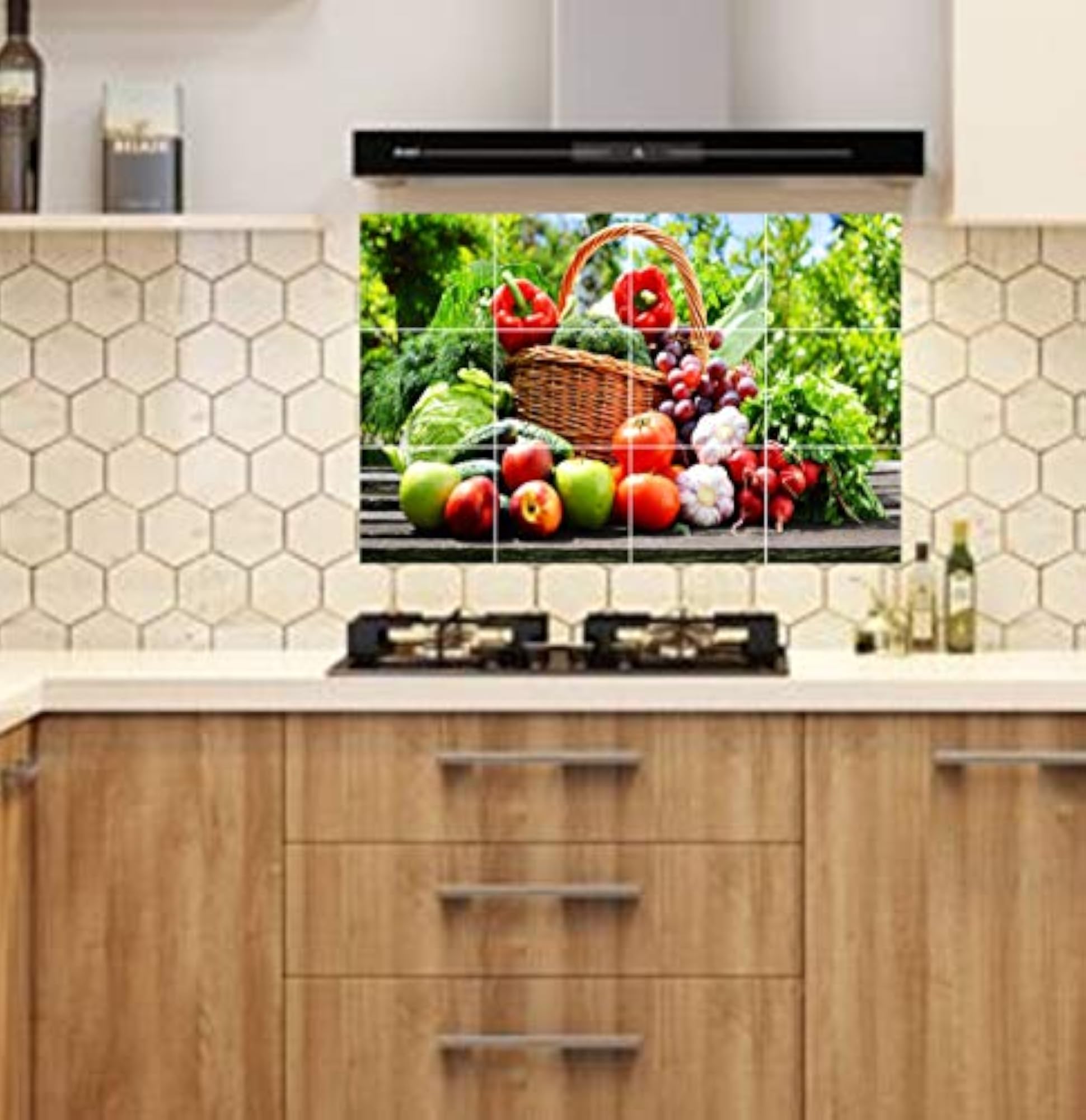 Green Vegetables & Fruits Basket Kitchen Wall Sticker