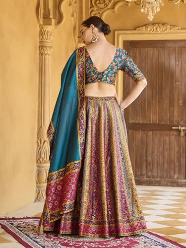 Image of PURVAJA Women's Jacquard Semi-Stitched Lehenga choli