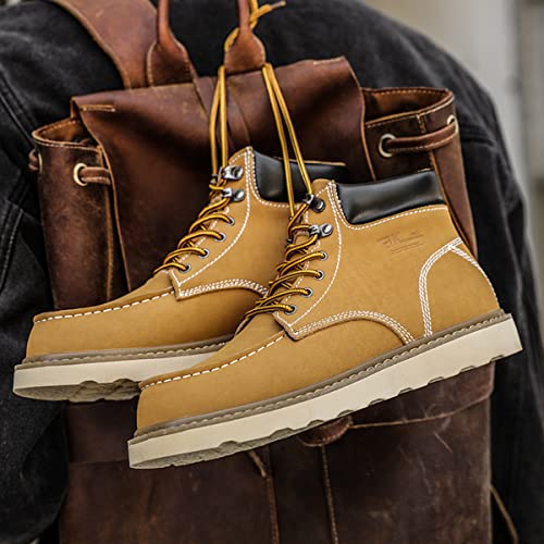 Image of MENS Work Boot High-tops Slip Resistant Protective Leather Shoes Outdoor Sports Fluffing Warm Shoes In Winter Cotton-padded Shose.