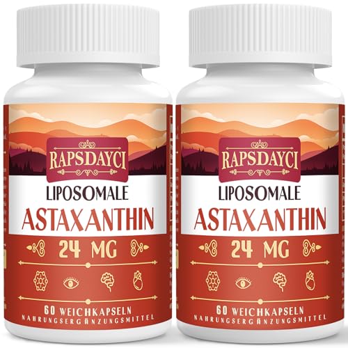 Liposomal Astaxantina Suplemento dede 24 mg por porción, Potente Fórmula Antioxidante que VIT C, absorción superior (60 unidad (Paquete de 2))