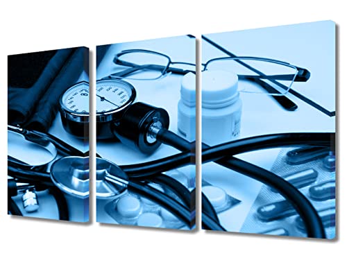 Image of TUMOVO 3 Panel Home Decor Medical Examination Wall Decor for Living Room Stethoscope Artwork Wall Decor for Bedroom Posters and Prints Framed Ready to Hang (36 inch Wx24 H)