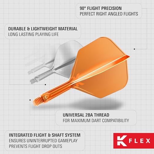 Image of Target Darts K Flex Integrated Dart Flight and Shaft, No.6 | 3-Pack K-Flex - No. 6, Kflex Precision-Molded 2-in-1 Dart Flights and Dart Shaft | Professional Dart Accessories