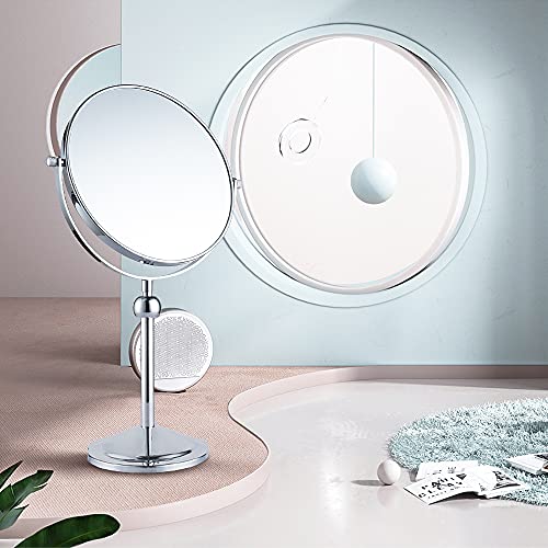 Nicesail Tabletop Makeup Mirror Of 8 Inch, Double-Sided With 7X Magnification, Height Adjustable Chrome Finish (8 Inch, 7X) #TOP3
