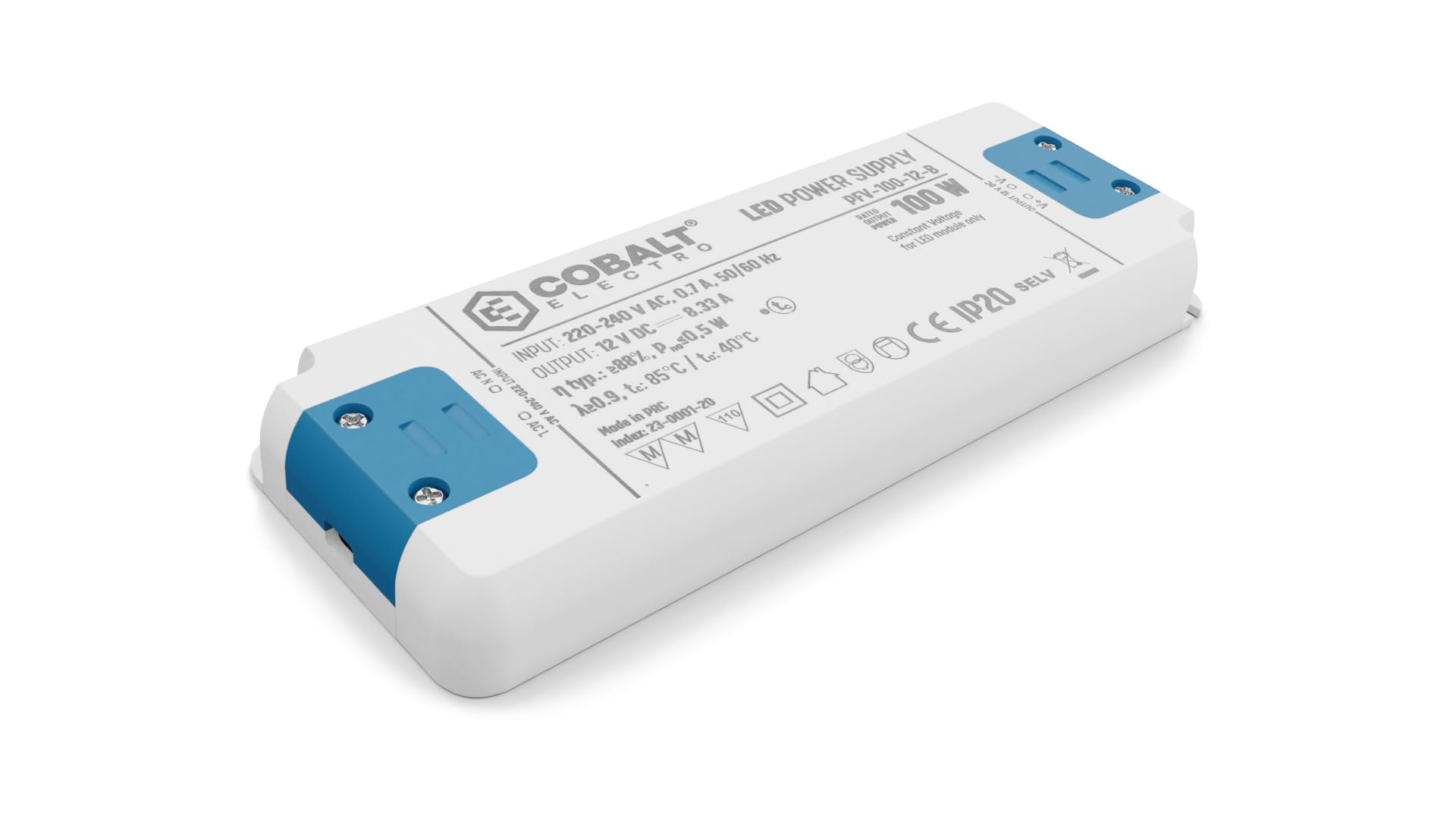 PFV zasilacz LED o stałym napięciu 100 W, 12 V, stopień ochrony IP20, kompaktowy, wydajny i bezpieczny, transformator do oświetlenia LED