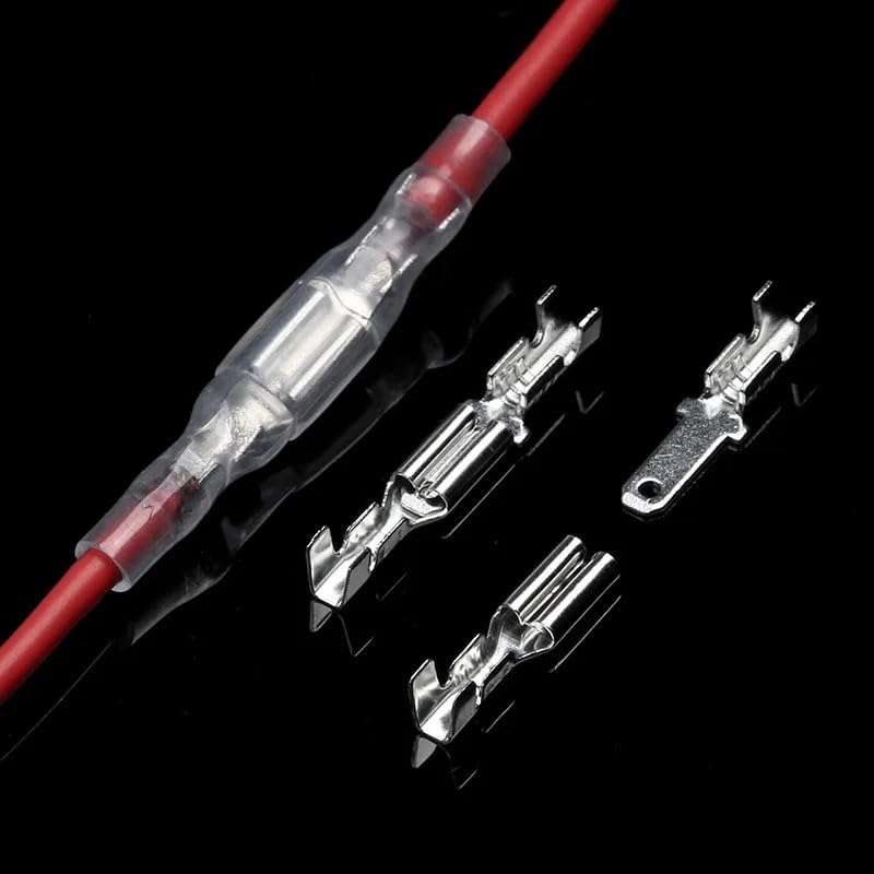 Lot de 200 connecteurs de fils de 2,8 mm assortis avec cosses femelles + cosses mâles + manchons isolants transparents