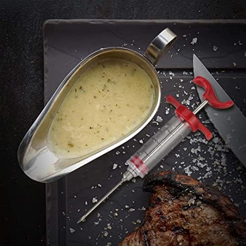 YoHold Meat Injector, Plastic Marinade Turkey Injector Syringe with Screw-on Meat Needle for Smoker BBQ Grill, 1-oz, Red, Recipe E-Book (Download PDF)