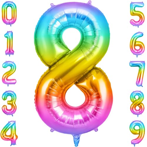 OFFCUP Palloncini Compleanno Colore 101 CM, Palloncino Numero 8, Foil Palloncini Numeri, Giganti Numeri, Decorazioni Festa Compleanno, Gonfiabili Pallone per Anniversario