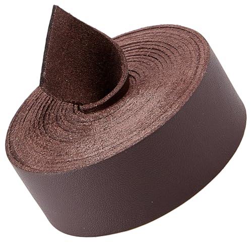 GORGECRAFT 2.5 Meters Leather Strap Strips 25mm Wide Flat Leather Cord Strings 1.6mm Thick Lychee Grain Imitation Leather Threads for DIY Crafts Guitar Belt Making Tooling Workshop
