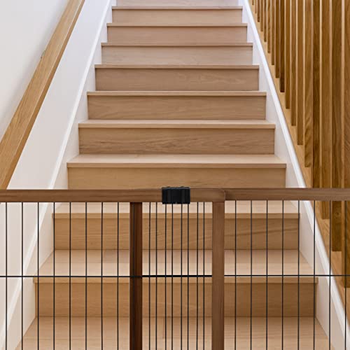 Relaxdays Absperrgitter, ausziehbares Türschutzgitter, ohne Bohren, mit Füßen, HxB: 71x107-172 cm, Hundegitter, braun