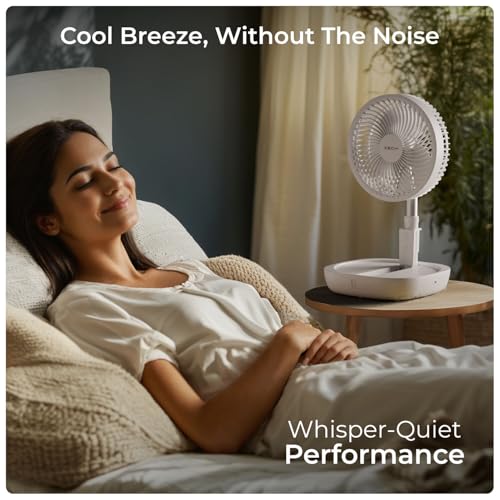 Image of Xech Rechargeable Table Fan with Adjustable Height USB-C Charging Stand & Floor Fans 200mm Aerodynamic Blades Mini Fan Desk Kitchen Bedroom Summer Gadget (Air Storm 2)