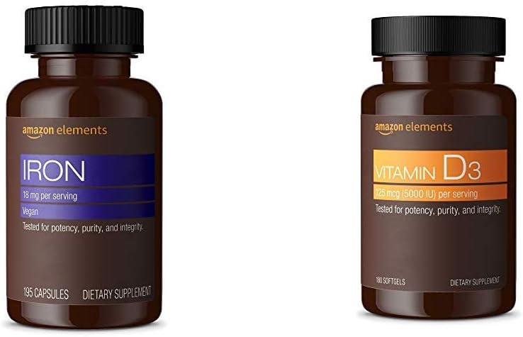  Elements Iron 18mg, Supports Red Blood Cell Production, Vegan, 195 Capsules, 6 month supply (Packaging may vary) : Health & Household