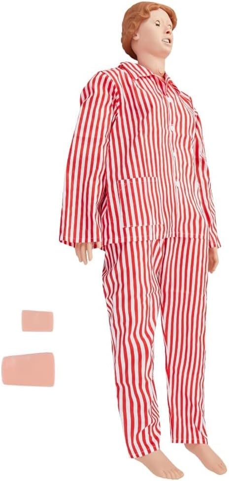 Nursing Training Mannequin 5.3ft Life Size Geriatric Training Manikin Patient Care Skills Mannequin with Hospital Gown and Replace Module for Patient Care Skills Training Teaching Female