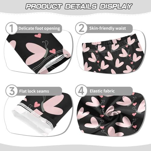 Butterflies in Love Girls Leggings,Workout Leggings for Girls Toddler Athletic Leggings Size for 3-10T3