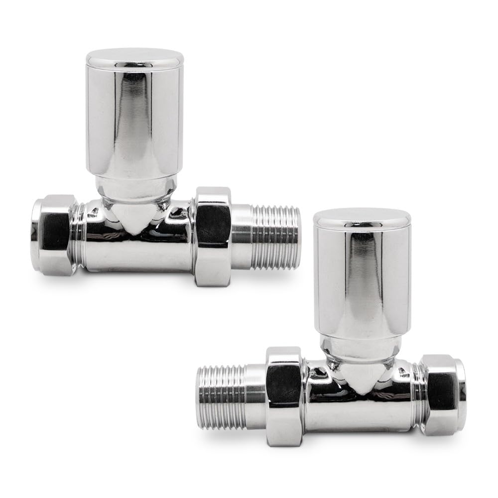 Valve Kings Chrome Straight Manual Single Heat Radiator Towel Rail Valves