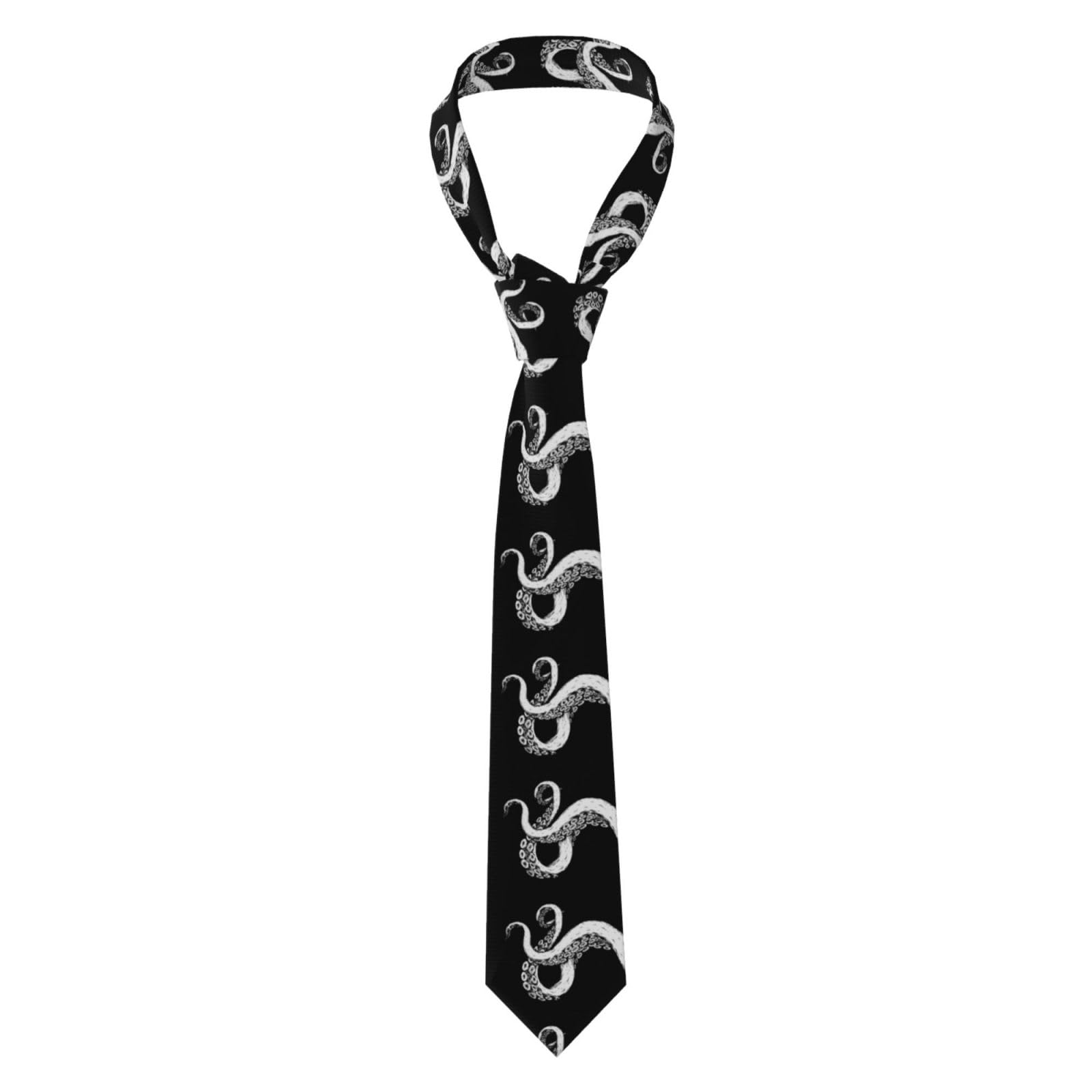 peiyeety Tentacle Octopus Drawing Men'S Luxury Tie For Weddings & Business - Silk-Like Texture, Formal Necktie Gift For Groomsmen & Professionals