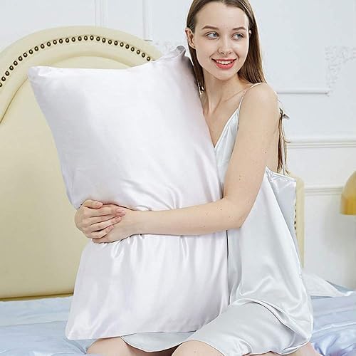 Miniatura 7 de FLXXIE Paquete de 2 fundas de almohada de satén King con cremallera para cabello y piel, sedosas y súper suaves (20 x 36 pulgadas), fundas de