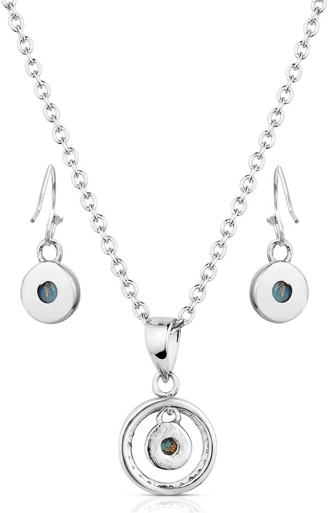 Montana Silversmiths Western Lifestyle Crafted Turquoise Earring Necklace Jewelry Set