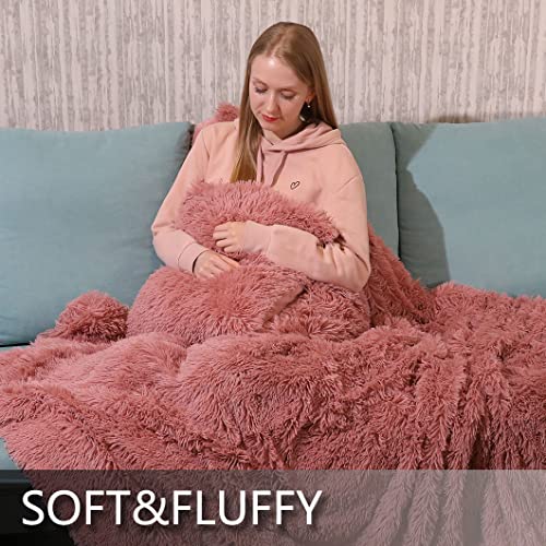 Super weiche Plüsch-Kunstfell-Decke, 127x152.4 cm, flauschig, gemütlich, warm, Sherpa-Fleece, Dicke, leichte Decke für Bett, Stuhl, Sofa… – Ansicht 3