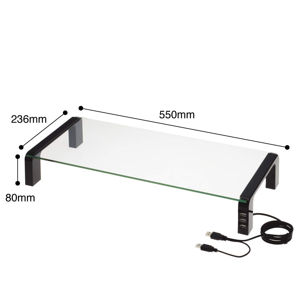?????(Kingjim) King Jim THDBU-20K Desk Stand, Desk Board with USB Hub, Glass Top Plate, Black