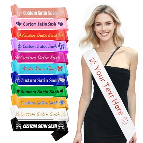 HDSD Custom Sash, Personalized Sashes with Text & Icon, Custom Sash for Birthday, Pageants, Retirement, Graduation Ceremony