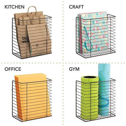 Mdesign Metal Wire Wall Mounted Shelf For Kitchen Pantry - Mountable Hanging Organization Vegetable Baskets For Kitchen Wall - Hold Produce, Towels, Bread, Mail, Concerto Collection - Bronze #TOP2