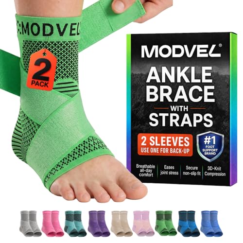 Image of Modvel Foot & Ankle Brace Socks with Adjustable Support Strap - Compression Sleeve for Sprained Ankle, Plantar Fasciitis Relief Tendonitis & Arthritis, Stabilizing Foot & Ankle Support for Women & Men