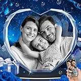RUIOU 3D Crystal Photo, Personalized Gifts for Her, Women, Mom, Dad, Couple, Custom Gift with Your Own Photo, Laser Engraved Glass Picture for Anniversary Memorial, Heart, M