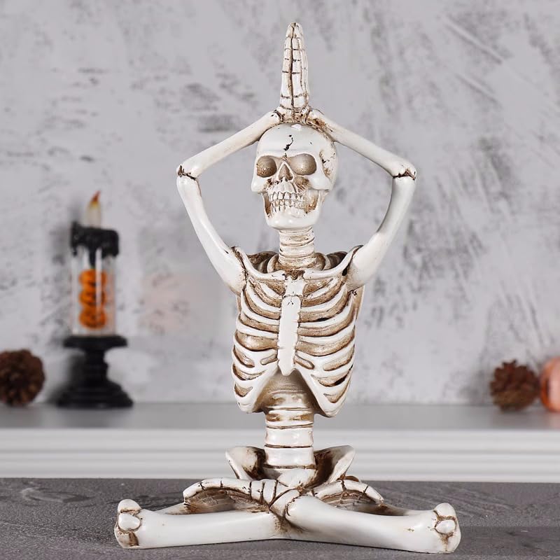 Set de 4 Figuras de Calaveras de Yoga Decoración Halloween miniatura 3