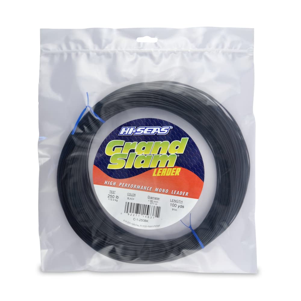 HI-SEAS Grand Slam Monofilament Fishing Leader - Superior Strong Clear Black, for Freshwater &amp; Saltwater Big Game Bottom Fishing, Trolling