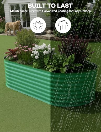 GarveeHome 6x3x2ft Raised Garden Bed,Galvanized Raised Planter Boxes Outdoor with Easy Assembly, Large Garden Bed for Vegetables, Fruits, Flower,Raised Garden Bed,Green