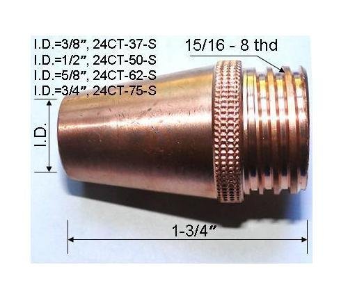 WeldingCity 5-pk Coarse-Thread Gas Nozzle 24CT-50-S 1/2" for MIG Welding Gun Tweco Professional #4 and Lincoln Magnum 400