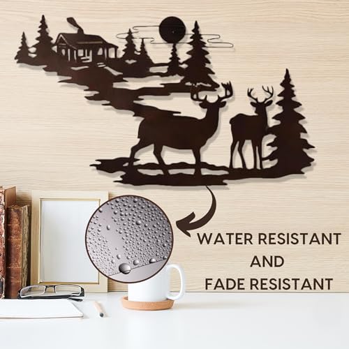 Metal-Wall-Art-Decor-by-Prime-Goods-Aesthetic-Room-Decor-Rustic-Retreat-Black-Metal-Wall-Decor-with-Woodland-Cabin-Deer-Great-Wall-Art-for-Living-Room-Bedroom-or-Outdoor-Living-Space Metal Wall Art Decor by Prime Goods Aesthetic Room Decor Rustic Retreat Black Metal Wall Decor with Woodland Cabin Deer Great Wall Art for Living Room Bedroom or Outdoor Living Space