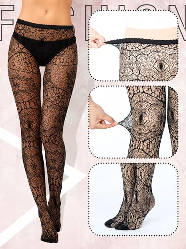 Bencailor Halloween Women Fishnet Stocking Tight Legging Stripes Floral Cobweb Tight Stockings Small Hole High Pantyhose Lace4
