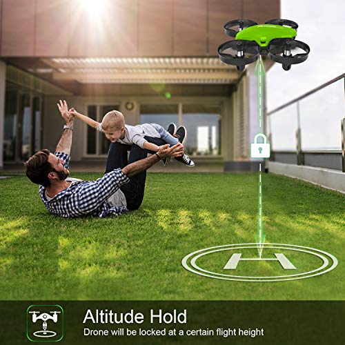 Potensic Upgraded A20 Mini Drone Easy to Fly Even to Kids and Beginners, RC Helicopter Quadcopter with Auto Hovering, Headless Mode, Ex   tra Batteries and Remote Control-Green