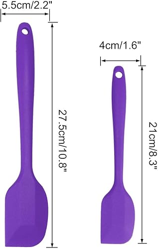 Miniatura 2 de uxcell Juego de 2 espátulas de silicona resistentes al calor, espátula antiadherente para cocinar, hornear y mezclar, color morado