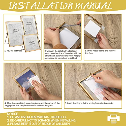 3 Packs Glass Photo Frame Collection Gold Floating Frame Simple Metal Geometric Picture Frame With Glass Cover For Weddings Frame Stand For Art Display, 8.66 X 6.69, 7.87 X 5.91, 5.91 X 5.91 Inches #TOP3