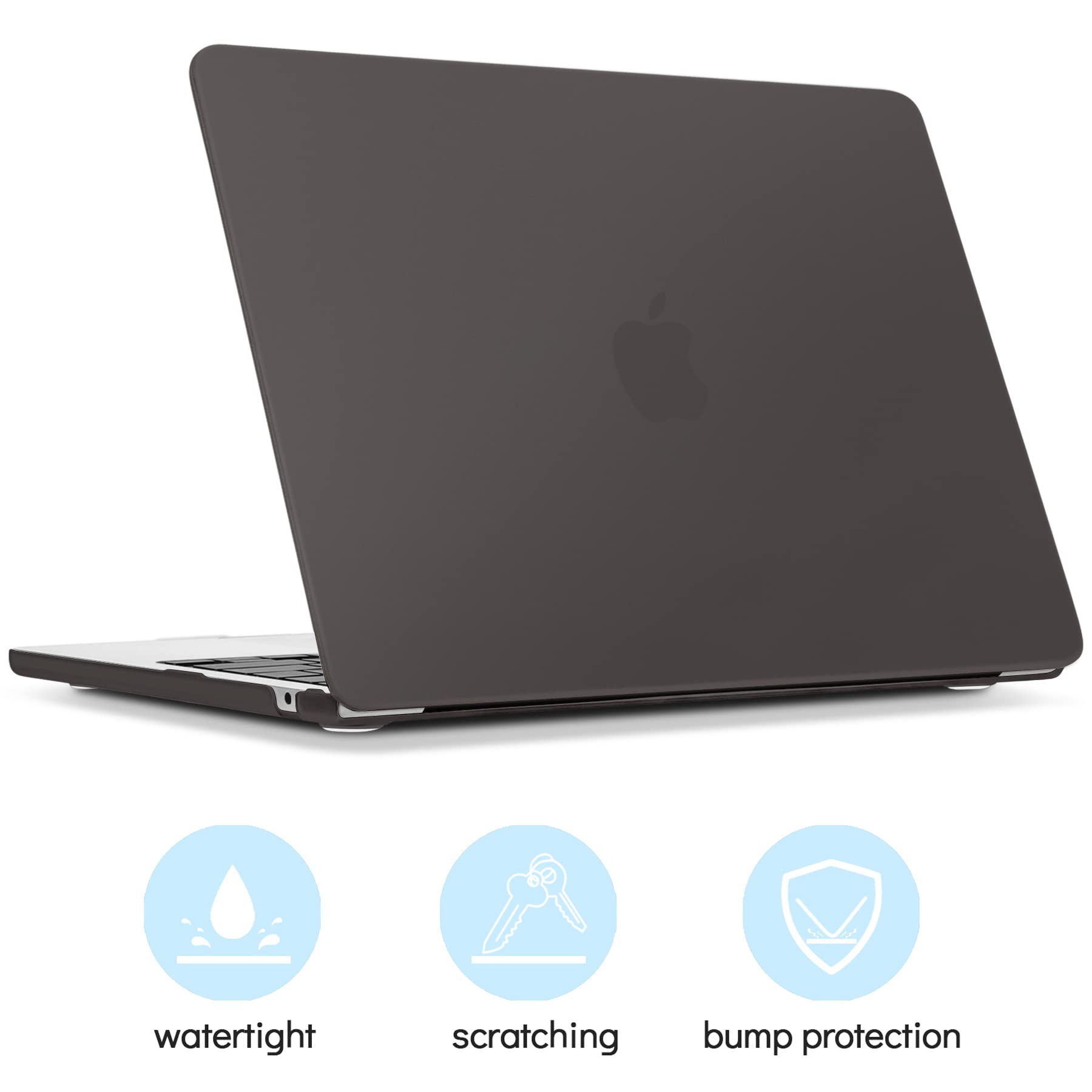 TECOOL Cover compatibile con MacBook Air M4 M3 M2 13,6 Pollici 2022 2024 2025 (A3240 A3113 A2681), Custodia Rigida Protettiva Sottile in Plastica e Copritastiera UE, Grigio
