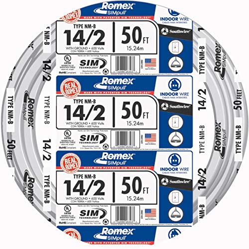 Southwire Building Wire 14 Ga, 2 Conductor 15 Amp 600 V 90 Deg C 50 ' White