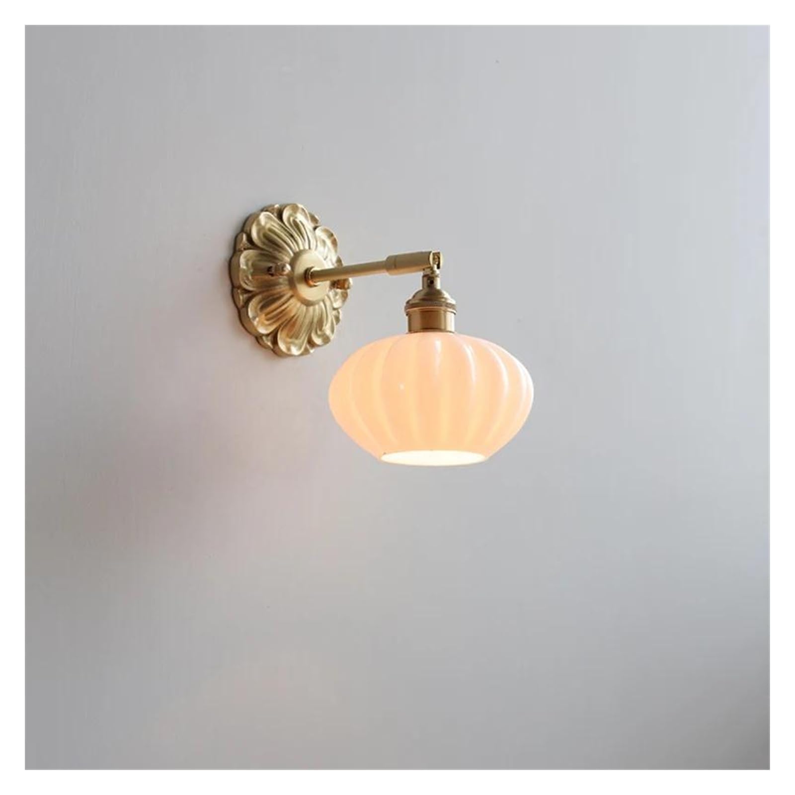 ZTCHSENZT Wall Sconces, Glass LED Wall Light Sconce Copper Arm Adjustable Bedroom Living Room Stair Beside Lamp Applique Murale Wandlamp,E