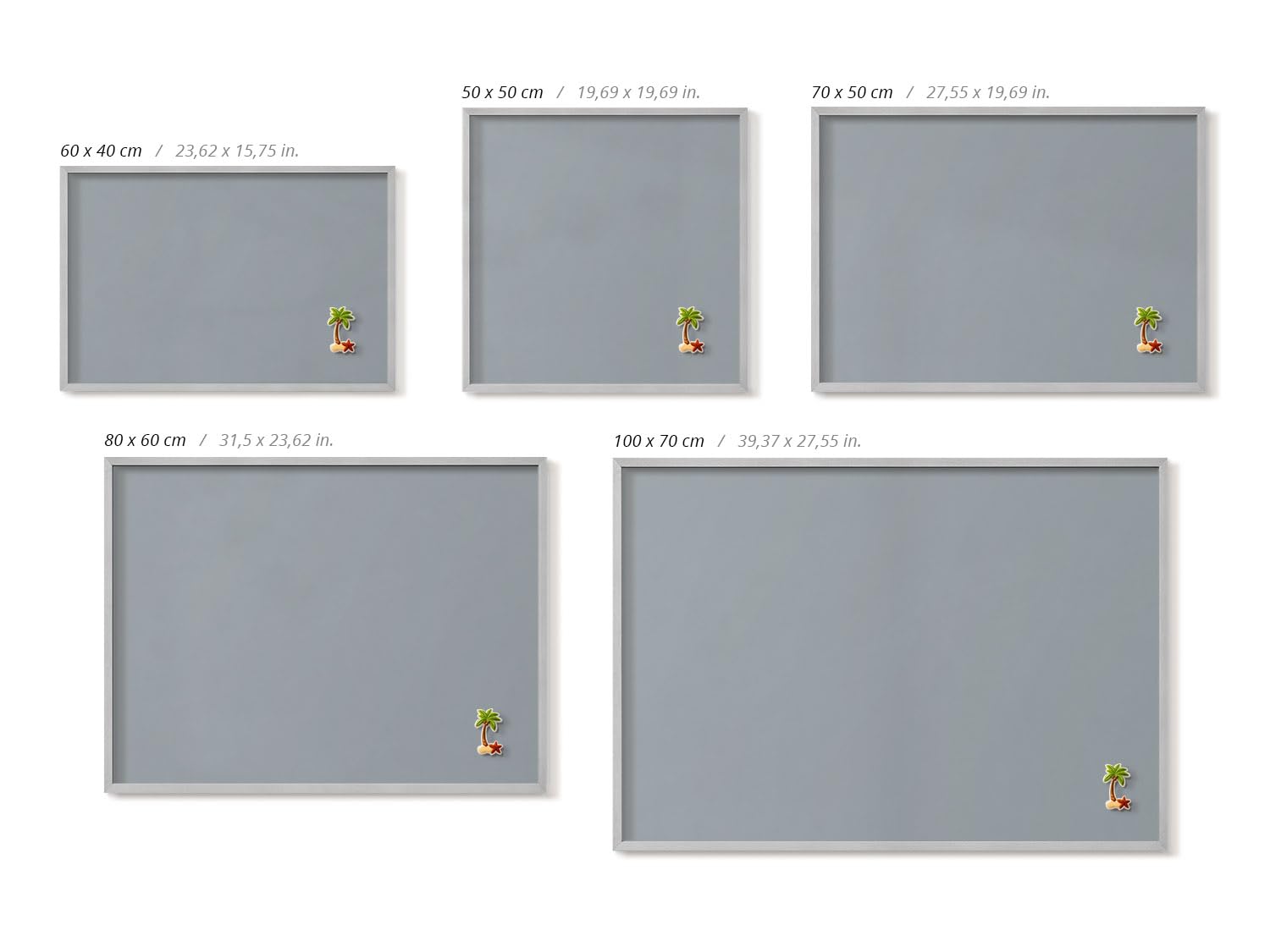 Tulup Pinnwand Magnetboard 70x50 cm Silber Kunststoffrahmen Steinoptik Hellgrau Akzent Magnetisch Wandtafel Memoboard Notiztafel Organisation Wandboard für Zuhause Büro Schule Küche