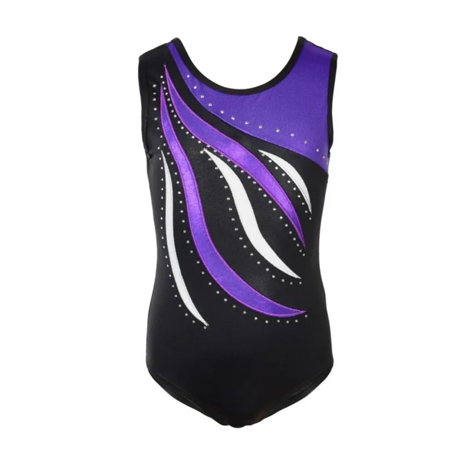 Body Ginnastica Bambina Tuta Viola for Danza Classica, Danza, Ginnastica, for Ragazza, Senza Maniche, for Pattinaggio su Ghiaccio, con Strass Lucidi(Purple,4-5Y)