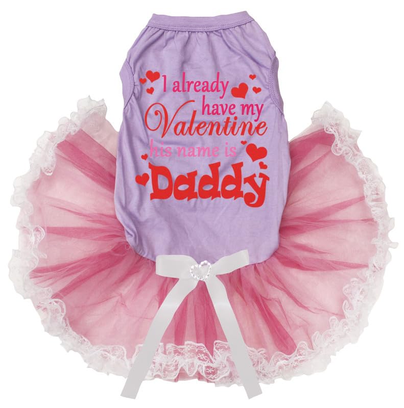 Robe pour chien chic lavande avec dentelle rose délicate en taille S
