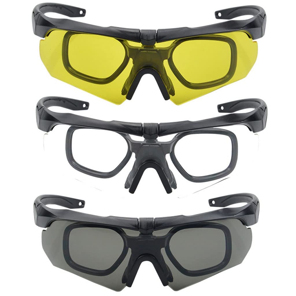 TS TAC-SKY Lunettes Tactiques antibuée, Lunettes de Sport avec 3 lentilles interchangeables Lunettes de tir Unisexe, Protection UV400 Lunettes Airsoft