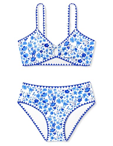Image of Girls Swimsuit V Neck Bikini Set Color Block with Cover Up 3Pcs Bathing Suits