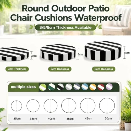 Cojín para taburete redondo amarillo de 40cm con espuma confort para jardín e interior. 7
