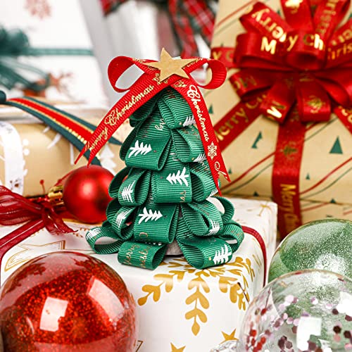 Weltoke Christmas Ribbons Holiday Grosgrain Satin Ribbons For Christmas Gifts Wrapping Christmas Tree Decorations Festival Diy Crafts Wedding Hair Bows Party Favor(20 Pcs 3 Sizes 55 Yards) #TOP2