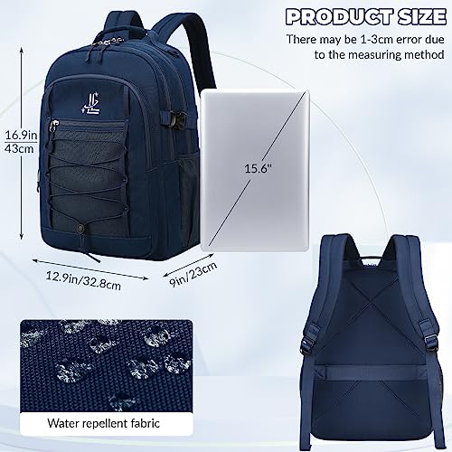 Lanola Basic Multi-Pocket Multipurpose Casual Backpack Water Resistant Bag for Business Travel Hiking Daypack - Dark Blue2