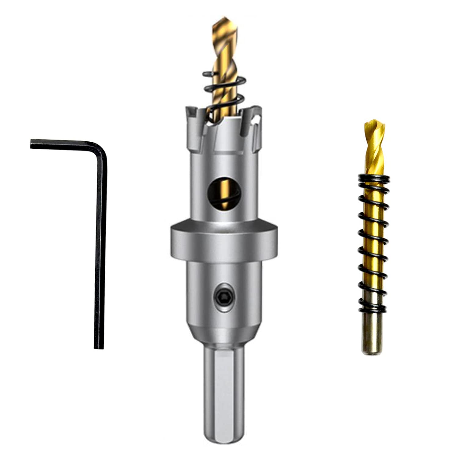 ASNOMY Tungsten Carbide Tipped Hole Saw Drill Bit for Hard Metal, 3/4 Inch T.C.T Hole Saw Cutter with 2pcs Titanium-Plated Pilot Drill bit for Metal,